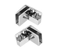 sourcing map 3-5mm Thickness Wall Mounted Glass Door Hinges Clamps Silver Tone 1 Pair