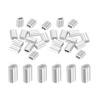 sourcing map 3/64" 1.2mm Aluminum Crimping Loop Sleeve Double Ferrule for Wire Rope Cable Line End, Silver 25pcs