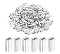 sourcing map 3/64" 1.2mm Aluminum Crimping Loop Sleeve Double Ferrule for Wire Rope Cable Line End, Silver 200pcs