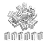 sourcing map 3/8" 10mm Aluminum Crimping Loop Sleeve Double Ferrule for Wire Rope Cable Line End, Silver 20pcs