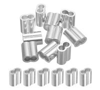 sourcing map 3/8" 10mm Aluminum Crimping Loop Sleeve Double Ferrule for Wire Rope Cable Line End, Silver 10pcs