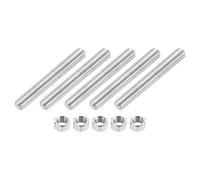 sourcing map 3/8"-16 Fully All Threaded Rod, 5 Pcs 304 Stainless Steel Long Threaded Screw 3.1" Length Right Hand Threads for Furniture Mounting Assembly Fastening