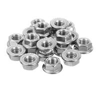 sourcing map 3/8-16 Serrated Flange Hex Lock Nuts, 25Pcs 304 Stainless Steel Non-Slip Hexagon Flange Nut, Full Thread, Bright Finish, Silver
