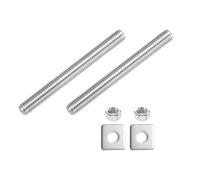 sourcing map 3/8"-16 UNC Fully All Threaded Rod, 2 Pcs 304 Stainless Steel Long Threaded Screw 100mm/3.9" Length Right Hand with Square Washers for Furniture Mounting Assembly Fastening