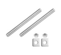 sourcing map 3/8"-16 UNC Fully All Threaded Rod, 2 Pcs 304 Stainless Steel Long Threaded Screw 110mm/4.3" Length Right Hand with Square Washers for Furniture Mounting Assembly Fastening