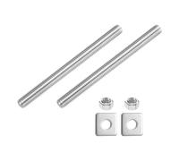 sourcing map 3/8"-16 UNC Fully All Threaded Rod, 2 Pcs 304 Stainless Steel Long Threaded Screw 120mm/4.7" Length Right Hand with Square Washers for Furniture Mounting Assembly Fastening