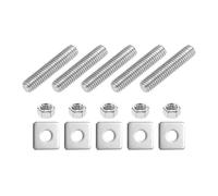 sourcing map 3/8"-16 UNC Fully All Threaded Rod, 5 Pcs 304 Stainless Steel Long Threaded Screw 45mm/1.8" Length Right Hand with Square Washers for Furniture Mounting Assembly Fastening