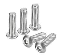 sourcing map 3/8-16x1-1/4" Button Head Socket Cap Screws, 5pcs 304 Stainless Steel Fasteners Hex Bolts Screws, Full Thread Hex Drive Screws