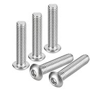 sourcing map 3/8-16x1-3/4" Button Head Socket Cap Screws, 5pcs 304 Stainless Steel Fasteners Hex Bolts Screws, Full Thread Hex Drive Screws