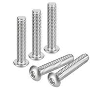 sourcing map 3/8-16x2" Button Head Socket Cap Screws, 5pcs 304 Stainless Steel Fasteners Hex Bolts Screws, Full Thread Hex Drive Screws