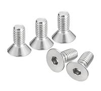 sourcing map 3/8-16x7/8" Flat Countersunk Head Socket Cap Screws, 5Pcs 304 Stainless Steel Hex Socket Flat Head Screws, Full Thread, Countersunk Bolts