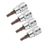 sourcing map 3/8" Drive x T30 Torx Bit Socket S2 Steel Bits CR-V 4Pcs | Sockets 48mm Length Use with Ratchet Wrench,Slide Bar,Extension Rod