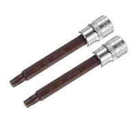 sourcing map 3/8-Inch Drive T40 Torx Bit Socket S2 Steel Cr-V 100mm Length 2 Pcs