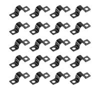 sourcing map 3/8 Inch U-Shaped Pipe Clamp, 100Pcs U Tube Strap Tension Clips Carbon Steel Double Hole Strap Clamp for Pipe Tube Cable Fixing (10mm, Black)