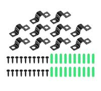 sourcing map 3/8 Inch U-Shaped Pipe Clamp, 25Pcs U Tube Strap Tension Clips Carbon Steel Double Hole Strap Clamp with Screws and Rubber Plug for Pipe Tube Cable Fixing (10mm, Black)