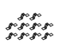 sourcing map 3/8 Inch U-Shaped Pipe Clamp, 50Pcs U Tube Strap Tension Clips Carbon Steel Double Hole Strap Clamp for Pipe Tube Cable Fixing (10mm, Black)