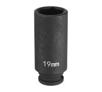sourcing map 3/8" Square Drive by 19mm Metric 6 Point Socket, 65mm (2.56") Long, CR-MO Steel, Industrial Grade Flip Socket for Home Auto Hex Nuts Bolts Repair