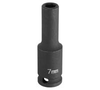 Sourcing Map 3/8" Square Drive by 7mm Metric 6 Point Socket, 65mm (2.56") Long, CR-MO Steel, Industrial Grade Flip Socket for Home Auto Hex Nuts Bolts Repair