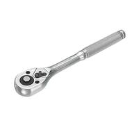 sourcing map 3/8" Straight Handle Ratchet, Full-Polished Chrome Vanadium Steel 72-Tooth Socket Wrench, Reversible Ratchet Wrench