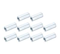 sourcing map 3/8"x16 Coupling Nuts, 10 Pcs Carbon Steel Galvanized Hex Rod Coupling Nuts Threaded Rod Connectors for Industrial Construction Fasteners, White