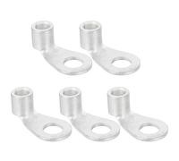sourcing map 3 AWG - 5/16" Copper Wire Lugs, 90 Degree Bent Battery Cable Ends Battery Lugs Ring Terminals Connectors Bare Copper Eyelet for Marine Electrical Supplies (Silver, 5Pcs)