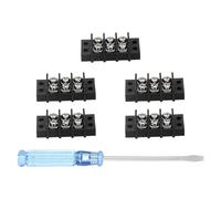 sourcing map 3 Circuits Screw Terminal Blocks, 300V 20A 9.5mm Pitch 3 Positions Dual Rows Terminal Strip with Flat Head Screwdriver for Electrical Wire Connecting, Pack of 5