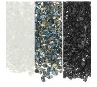 sourcing map 3 Colors Crushed Glass Chips, 1-3mm Irregular Glitter Metallic Glass Broken Glasses Pieces with Laser Bag for Craft DIY Vase Epoxy Halloween Decoration 31.6g, Classic Series
