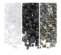 sourcing map 3 Colors Crushed Glass Chips, 1-4mm Irregular Glitter Metallic Glass for Craft DIY Jewelry Vase Epoxy Resin Decoration 28g White Black Color Series