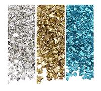 sourcing map 3 Colors Crushed Glass Chips, 1-4mm Irregular Glitter Metallic Glass for Craft DIY Jewelry Vase Filler Epoxy Resin Decoration 28g Dark Color Series
