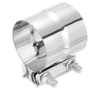 sourcing map 3" Exhaust Clamp, 304 Stainless Steel Butt Joint Band Clamp Sleeve Coupler Pipe Repair Clamp Universal Widening Clamp for 3" OD to 3" ID Exhaust Pipe Mufflers, Silver