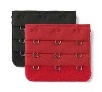 sourcing map 3 Hook 3 Row Stretchy Bra Strap Extenders Buckle Hooks Bra Band for Women Black-Red 2 pcs