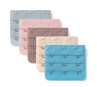 sourcing map 3 Hook 3 Row Stretchy Bra Strap Extenders Buckle Hooks Bra Band for Women Mixed-color 5 pcs