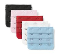 sourcing map 3 Hook 3 Row Stretchy Bra Strap Extenders Buckle Hooks Bra Band for Women Multicolored 5 pcs