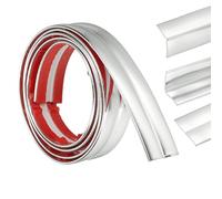 sourcing map 3-in-1 Peel and Stick Trim, 0.8in x 3.2 ft Multifunctional Wall Molding Trim, Flexible Edge Guard Molding Self-Adhesive Caulk Strip for Floor, Table, Door Frame, Shiny Silver