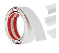 sourcing map 3-in-1 Peel and Stick Trim, 1.2in x 3.2 ft Multifunctional Wall Molding Trim, Flexible Edge Guard Molding Self-Adhesive Caulk Strip for Floor, Table, Door Frame, Shiny White