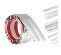 sourcing map 3-in-1 Peel and Stick Trim, 1.6in x 3.2 ft Multifunctional Wall Molding Trim, Flexible Edge Guard Molding Self-Adhesive Caulk Strip for Floor, Table, Door Frame, Shiny Silver