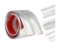 sourcing map 3-in-1 Peel and Stick Trim, 2.4in x 3.2 ft Multifunctional Wall Molding Trim, Flexible Edge Guard Molding Self-Adhesive Caulk Strip for Floor, Table, Door Frame, Shiny Silver