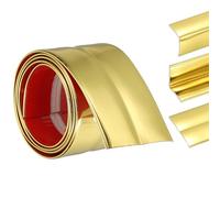 sourcing map 3-in-1 Peel and Stick Trim, 2.4in x 3.2 ft Multifunctional Wall Molding Trim, Flexible Edge Guard Molding Self-Adhesive Caulk Strip for Floor, Table, Door Frame, Shiny Gold