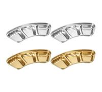 sourcing map 3 Inch Mini Stainless Steel Sauce Dish, 4 Pcs Seasoning Bowls Appetizer Plates Condiment Bowl for Salad Side Dishes Sushi Dipping Ketchup, Gold/Silver 3-Compartment