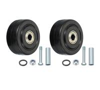 sourcing map 3 Inch Push Cart Wheel Replacement, 2Pcs Rubber Shelf Plate Caster Wheels with Double Roller Bearings Anti-Static Up to 176 lbs Wheel Only for Trailer Platform Trucks Black