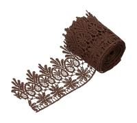 sourcing map 3 Inch Wide 3 Yard Lace Ribbon Floral Pattern Dark Brown Embroidered Edge Lace Trim Ribbons for Sewing Making, DIY Crafts, Gift Wrapping, Wedding Decor