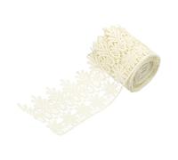 sourcing map 3 Inch Wide 3 Yard Lace Ribbon Floral Pattern Light Khaki Embroidered Edge Lace Trim Ribbons for Sewing Making, DIY Crafts, Gift Wrapping, Wedding Decor