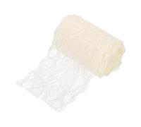 sourcing map 3 Inch Wide 5 Yard Elastic Lace Ribbon Floral Pattern Light Beige Stretch Lace Trim Embroidered Fabric for Sewing Making, and DIY Crafts, Gift Wrapping, Bouquets, Wedding Decor