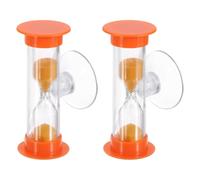 sourcing map 3 Minute Sand Timer, 2Pcs Hour Glass Timer Mini Sandglass Visual Clock with Transparent Suction Cup for Toothbrush Games Cooking Kitchen Home Office Decor, Orange