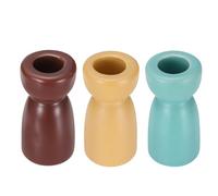 sourcing map 3 Pack Candlestick Holder Light Yellow/Dark Red/Light Blue Ceramic Taper Candle Holder Candle Stand Holders Modern Style Decoration for Centerpiece Tabletops Anniversary