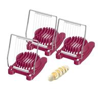 sourcing map 3 Pack Egg Slicer for Hard Boiled Eggs, Heavy Duty Stainless Steel Wire Multipurpose Egg Slicer Fruit Cutter Small Portable Eggs Peeler Tool for Strawberry Tomato, Rose Red