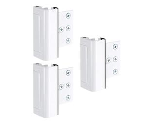 sourcing map 3 Pack Home Security Door Lock, Door Reinforcement Lock 3 Inch Stop Withstand 800lbs, Front Door Kick in Security Protector for Inward Swinging Door, White