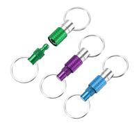 sourcing map 3 Pack Quick Release Keychain Detachable Keychain Spring Pull Apart Key Ring Holder Swivel Split Snap with Double Key Rings for Bag Belt Car DIY Crafts, Purple/Light Blue/Green