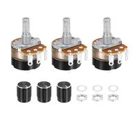 sourcing map 3 Pack WH138 Potentiometer 100K Ohm Single-Joint Variable Resistors 3 Terminals Linear Taper Rotary with Knob Cap for Audio Volume Control