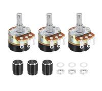 sourcing map 3 Pack WH138 Potentiometer B10K Ohm Single-Joint Variable Resistors 3 Terminals Linear Taper Rotary with Knob Cap for Audio Volume Control
